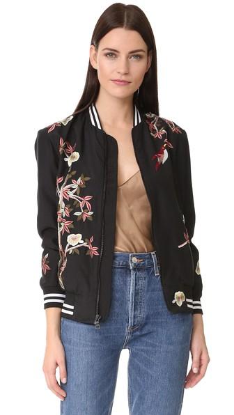 Alice Olivia Lila Embroidered Oversized Bomber