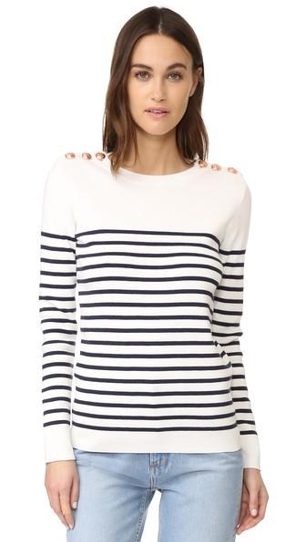 Petit Bateau Striped Button Embellished Sweater
