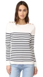 Petit Bateau Striped Button Embellished Sweater