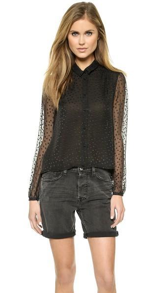 Band Of Outsiders Scattered Dot Silk Blouse - Black