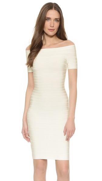 Herve Leger Carmen Off Shoulder Dress
