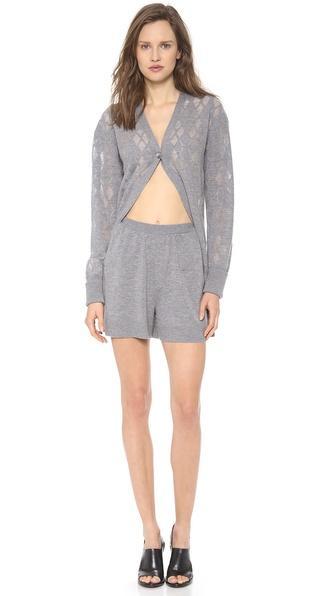 Alexander Wang Argyle Cardigan Boxer Romper - Sweatshirt
