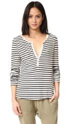 Pam Gela Long Sleeve Stripe Henley Tee