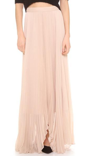 Alice + Olivia Norris Pleated Sunburst Maxi Skirt - Nude