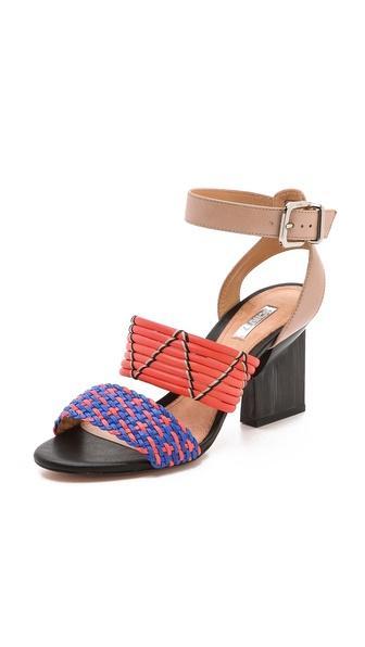 Schutz Fidji Woven Band Sandals - Oyster/royal/fresh Salmon