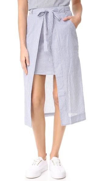 J O A Stripe Midi Skirt