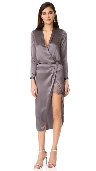 Michelle Mason Long Sleeve Dress With Lace Slip