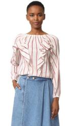 Intropia Striped Ruffle Blouse