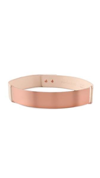 Nicholas Roxanne Rose Gold Plate Belt - Cream