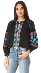 Free People Embroidered Swingy Jacket