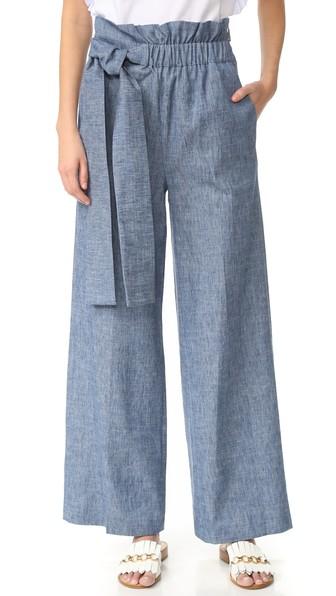 Msgm Chambray Wide Leg Pants