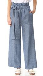 Msgm Chambray Wide Leg Pants