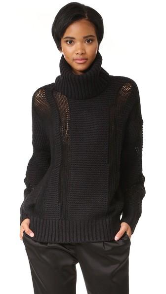 Dkny Oversized Turtleneck Intarsia Sweater