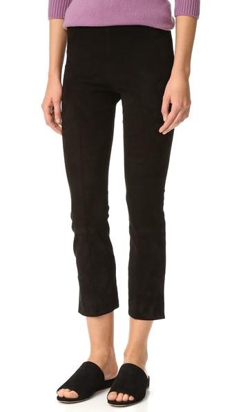 Vince Stretch Suede Split Hem Cropped Leggings