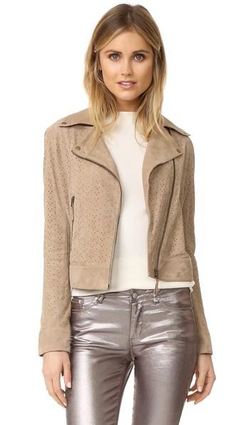 Meteo By Yves Salomon Perforated Biker Jacket