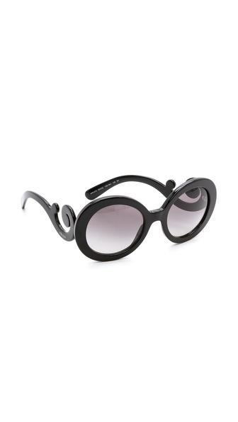 Prada Round Sunglasses - Black/black