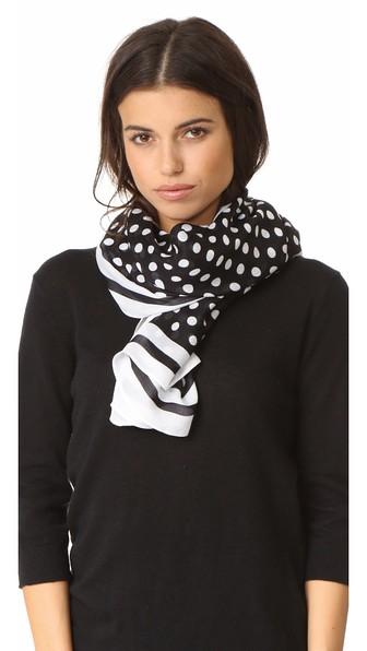 Kate Spade New York Polka Dot Stripe Oblong Scarf