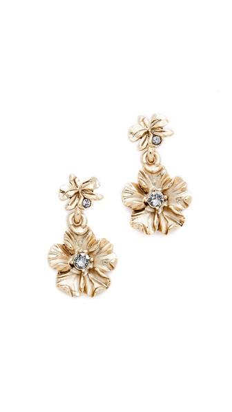 Oscar De La Renta Crystal Bouquet Flower Earrings