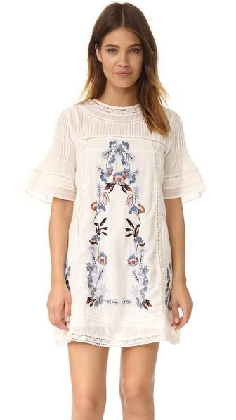 Free People Perfectly Victorian Embroidered Mini Dress