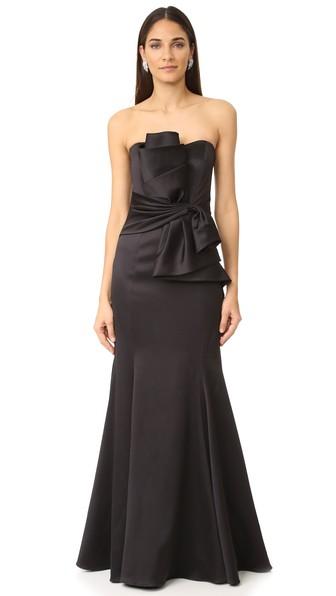Badgley Mischka Collection Sculpted Flower Waist Gown