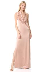 Halston Heritage Sleeveless Slip Gown With Draped Strips