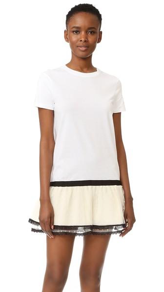 Red Valentino Lace Hem T Shirt Dress