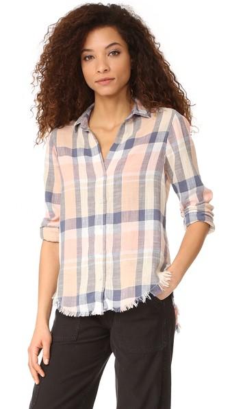 Bella Dahl Frayed Hem Button Down Shirt