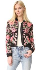 Needle Thread Embroidery Rose Bomber Jacket
