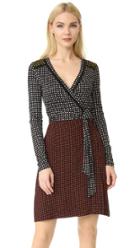 Diane Von Furstenberg Long Sleeve Mixed Wrap Dress