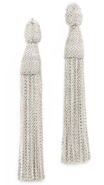 Oscar De La Renta Classic Chain Tassel Earrings