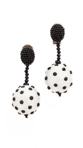 Oscar De La Renta Polka Dot Clip On Sequin Earrings
