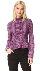 Anna Sui Tie Dye Eyelet Mock Neck Blouse