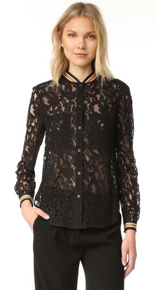 Bcbgmaxazria Baseball Lace Blouse