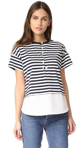 Derek Lam 10 Crosby Henley Tee With Shirting