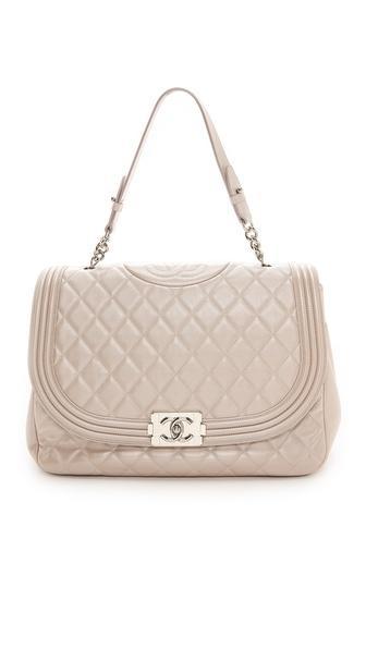 Rachel White Vintage Chanel Jumbo Boy Bag - Pearl