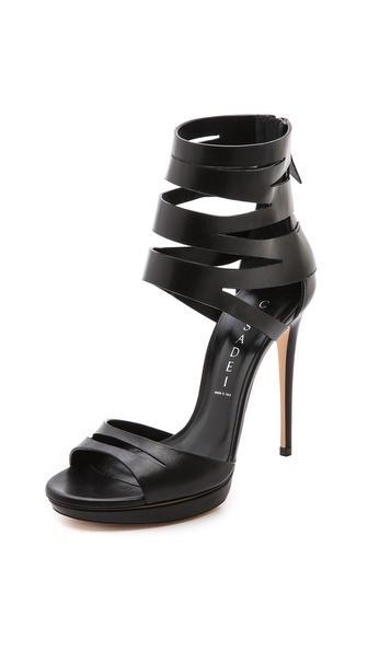 Casadei Strappy Cuff Heels - Black