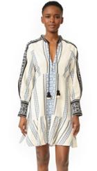 Sea Mixed Yarn Dyed Long Sleeve Dress