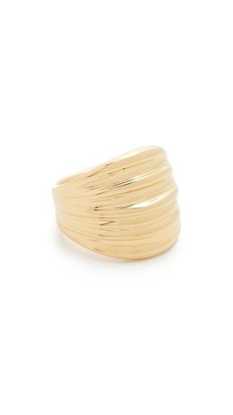 Soave Oro Ribbed Graduated Ring