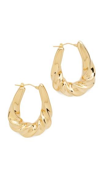 Soave Oro Graduated Twisted Oval Hoop Earrings