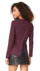 Pam Gela Boat Neck Tee With Lace Up Back