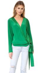 Diane Von Furstenberg Long Sleeve Cross Over Blouse