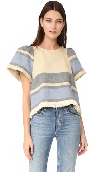 Sea Border Stripe Puff Sleeve Top