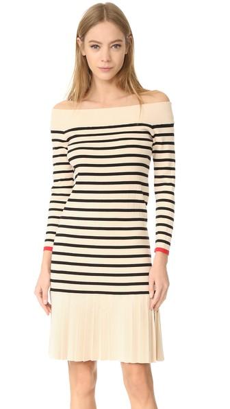 Edition10 Boat Neck Striped Dress