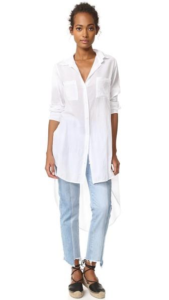 Enza Costa Side Slit Baseball Midi Shirt