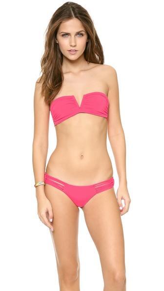 Frankie's Bikinis Willow Bandeau Bikini Top - Hot Pink