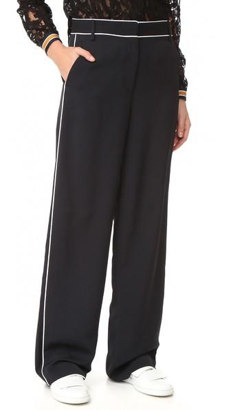 Tibi Wid Leg Pants With Patch Pockets