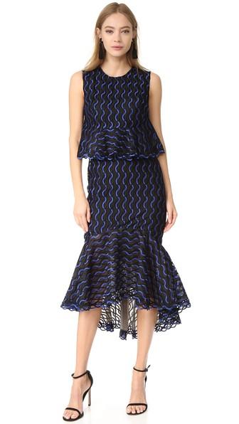 Lela Rose Ruffle Skirt Dress