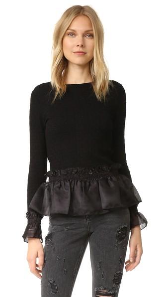 Opening Ceremony Floral Jersey Ruffle Top