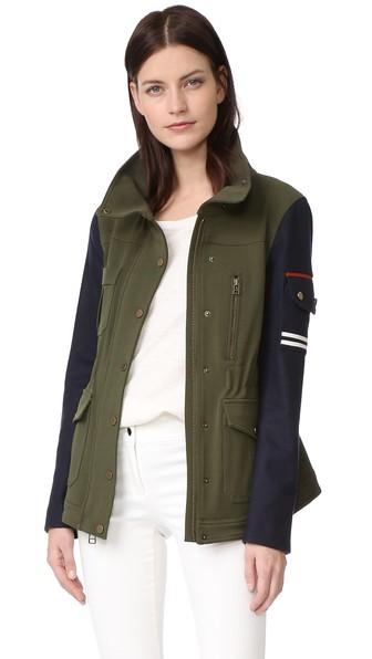 Veronica Beard Skyline Combo Sleeve Army Jacket