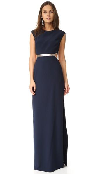 Halston Heritage Gown With Metallic Detail